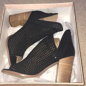 Never worn black studded open toed booties!